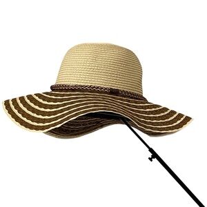 Jacobson Straw Summer Floppy Large Brim Brown & Tan Hat - Like New